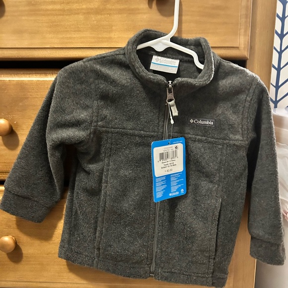 Columbia Gray Fleece Jacket with Standing Collar - Picture 1 of 3